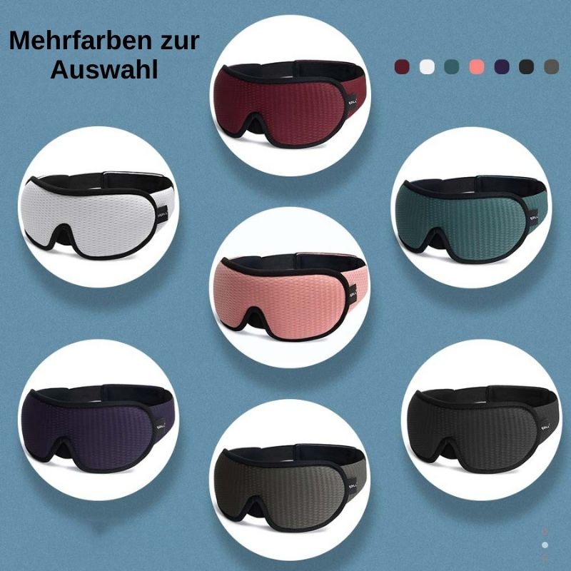 "3D atmungsaktive Schlafmaske in Schwarz bietet Dunkelheit und Komfort, perfekt für Reisen und erholsamen Schlaf."