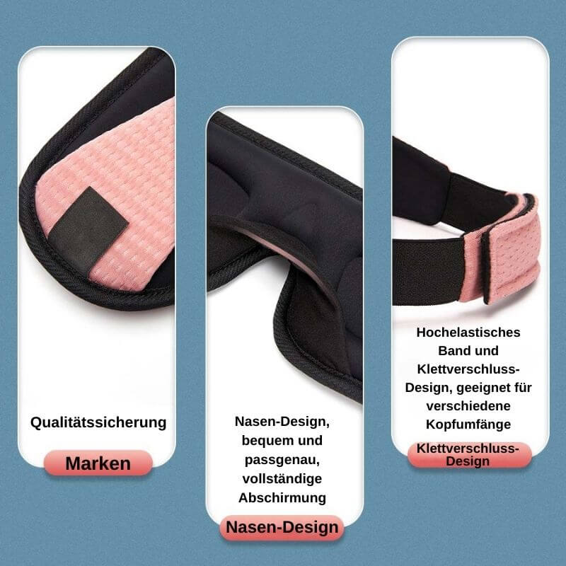 "3D atmungsaktive Schlafmaske in Schwarz bietet Dunkelheit und Komfort, perfekt für Reisen und erholsamen Schlaf."