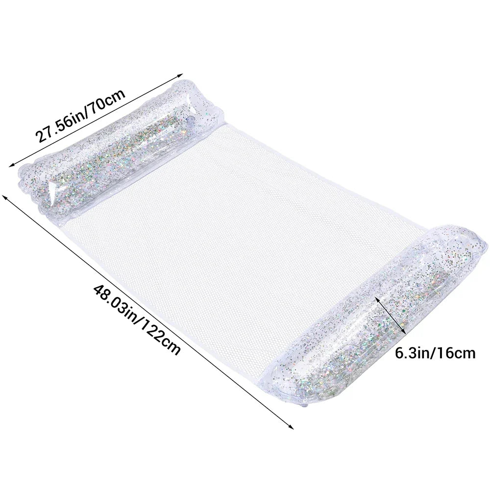 Aufblasbare Wasserhängematte mit Netz, leicht & faltbar, ideal für Pool & Meer, bietet Komfort als Schwimmsitz oder Hängematt