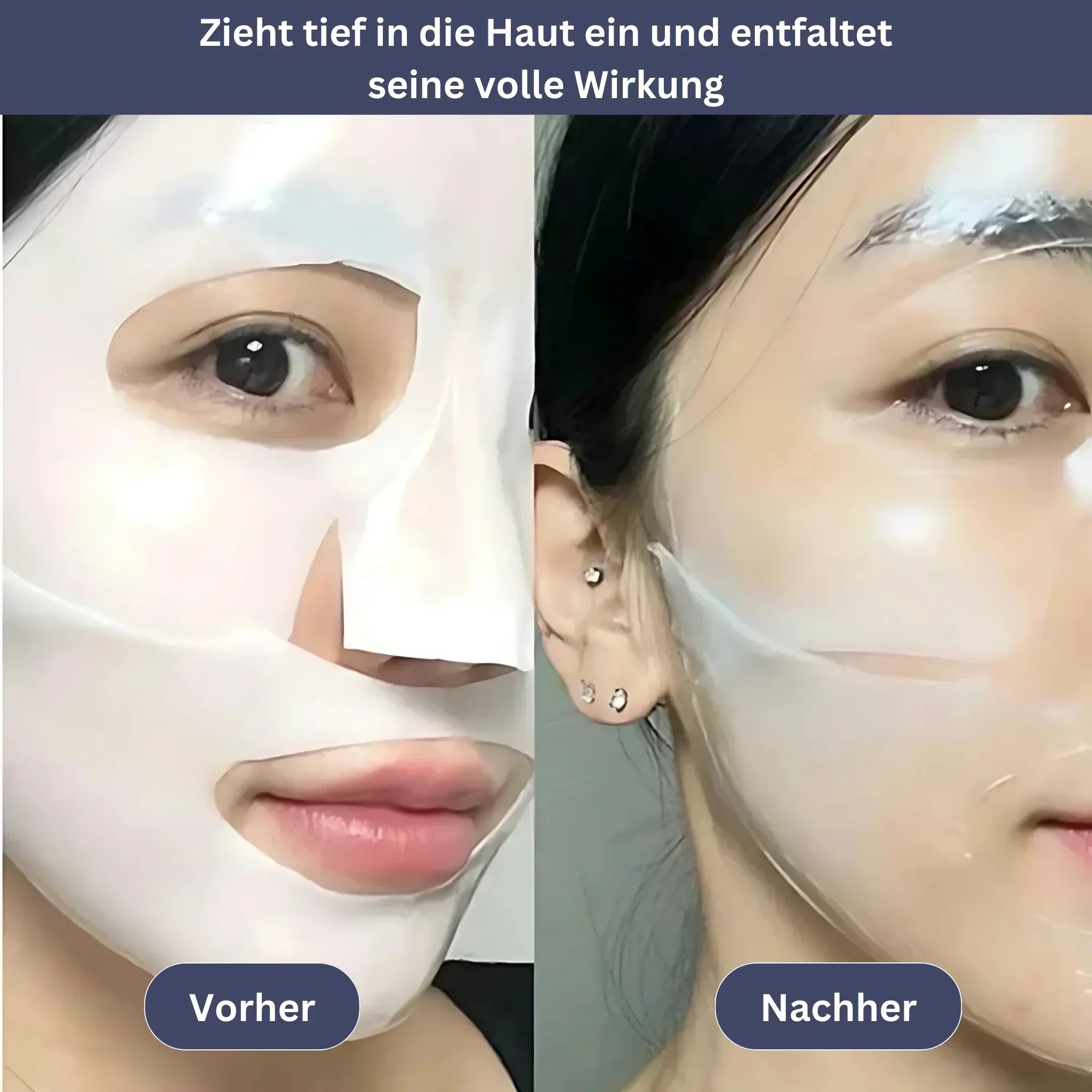 "Bio Kollagen Gesichtsmaske für intensive Feuchtigkeit, zarte Textur, ideal für strahlenden Teint und alle Hauttypen."