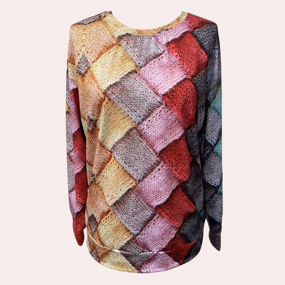 "Bunter Damen-Strickpullover im lässigen Design, perfekt für Alltag und Büro, farbenfroh und komfortabel."
