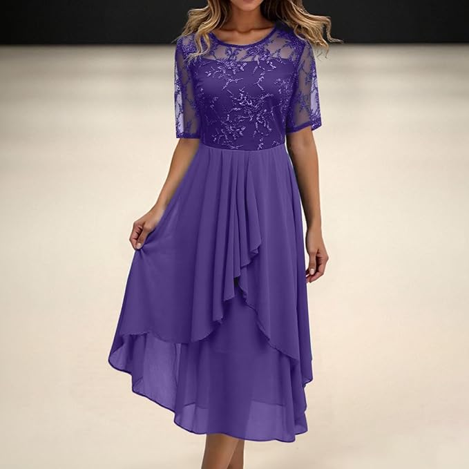 Fargevarianter Kvinners Plissert Kjole