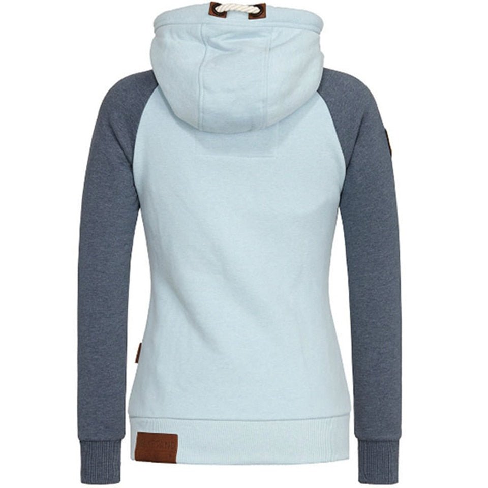 "Damen-Strick-Hoodie mit Kapuze, Reißverschluss und langen Ärmeln. Elegantes Strickmuster, ideal für Alltag und Freizeit."