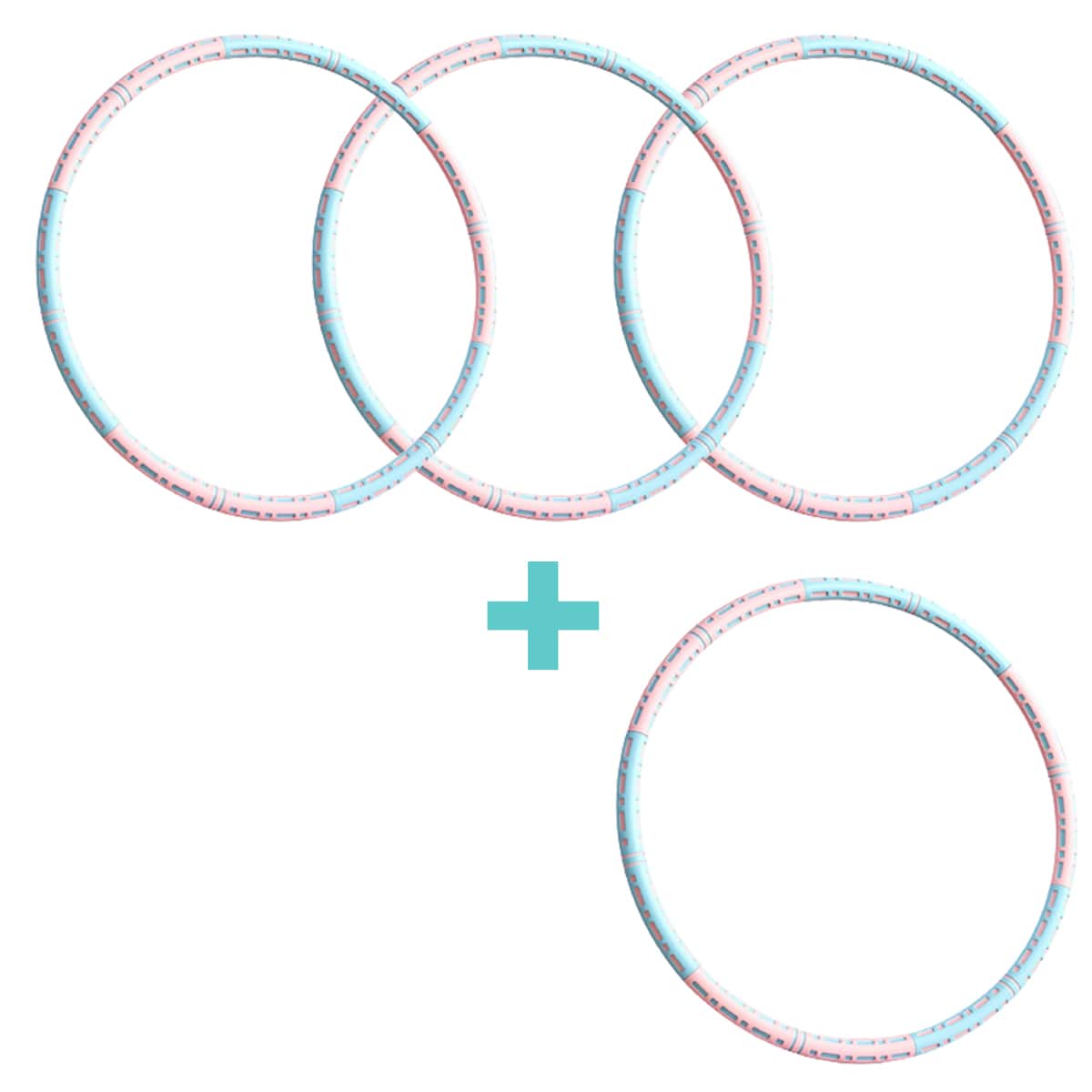 Effektiver Hula Hoop Pro mit Metallkern in Blau-weiß, Lila-weiß oder Pink-blau für Massage und Fitness.