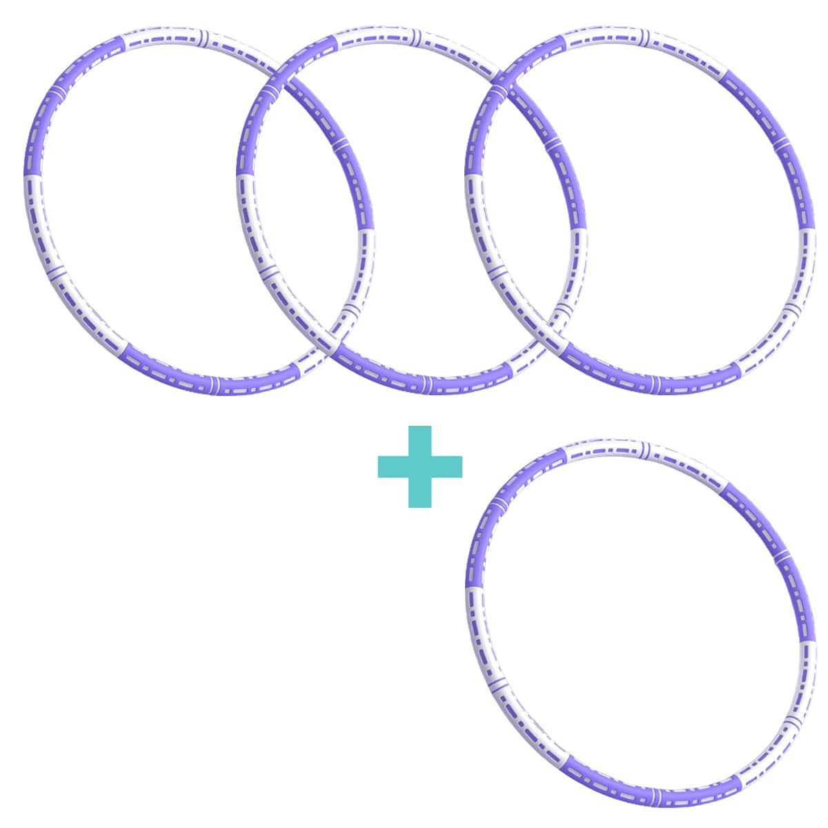 Effektiver Hula Hoop Pro mit Metallkern in Blau-weiß, Lila-weiß oder Pink-blau für Massage und Fitness.