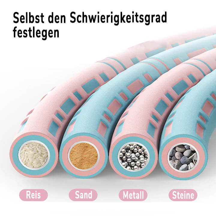 Effektiver Hula Hoop Pro mit Metallkern in Blau-weiß, Lila-weiß oder Pink-blau für Massage und Fitness.