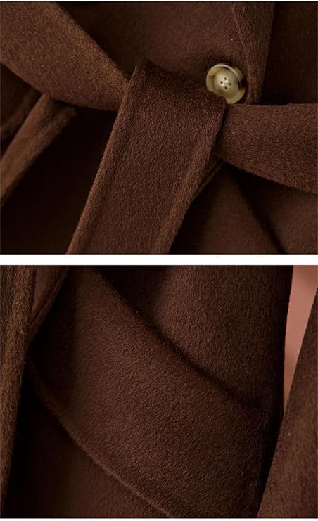 "Eleganter Damen-Maximantel mit doppelter Knopfreihe und Gürtel in klassischer Farbe, winterfestes Design"