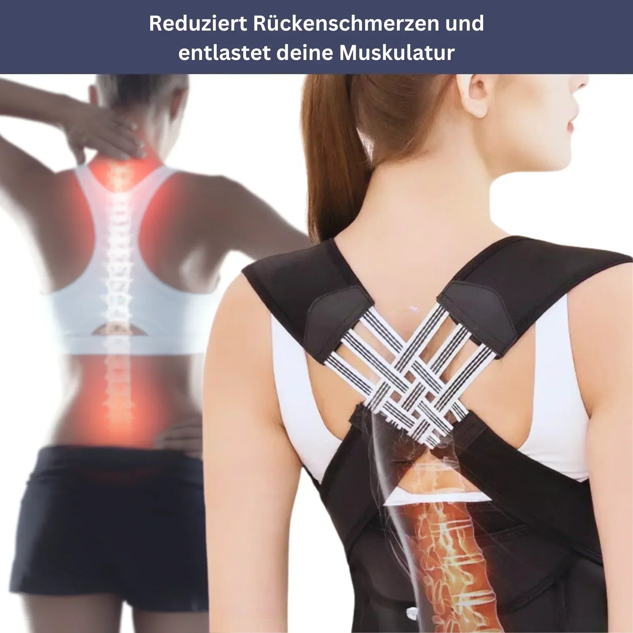 "Haltungskorrektur Accessoire, elastisch und atmungsaktiv, unter Kleidung tragbar, ergonomisches Design für Komfort, PostureB