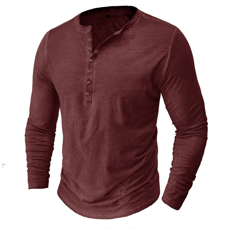 "Herren Henley Langarmshirt, bequem, stilvoll, vielseitig, in verschiedenen Farben, perfekter Sitz, ideal für Alltag"