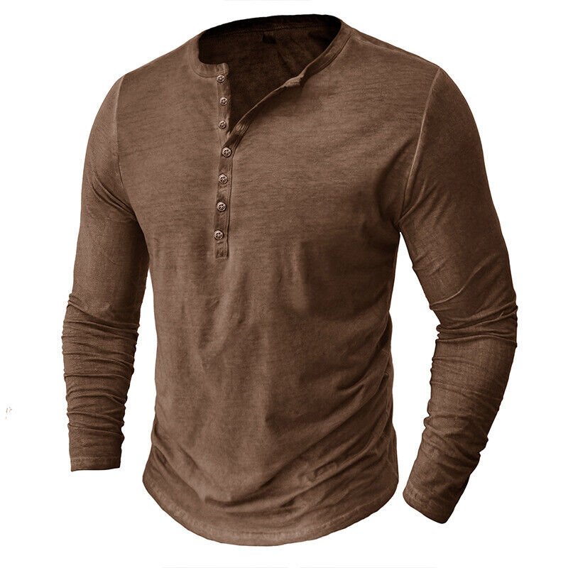 "Herren Henley Langarmshirt, bequem, stilvoll, vielseitig, in verschiedenen Farben, perfekter Sitz, ideal für Alltag"