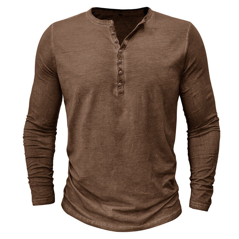 "Herren Henley Langarmshirt, bequem, stilvoll, vielseitig, in verschiedenen Farben, perfekter Sitz, ideal für Alltag"