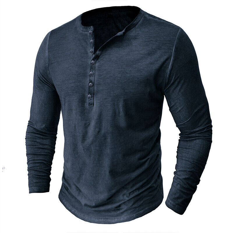 "Herren Henley Langarmshirt, bequem, stilvoll, vielseitig, in verschiedenen Farben, perfekter Sitz, ideal für Alltag"