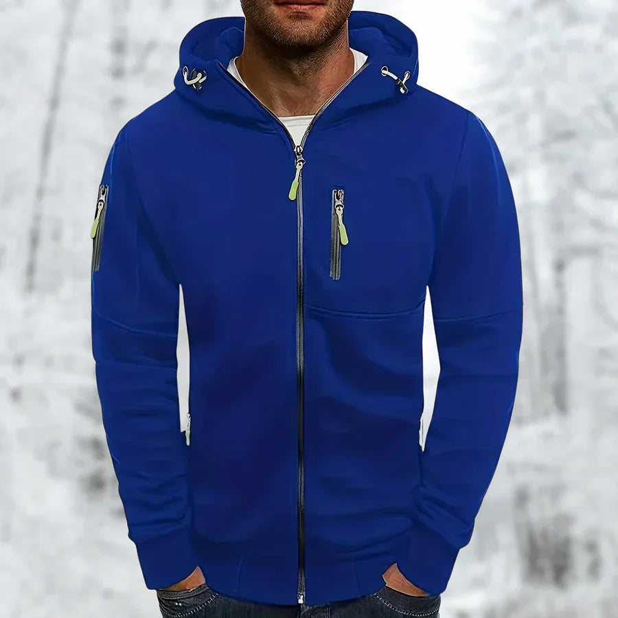 "Herren Kapuzenjacke, warm & stilvoll, Reißverschluss, schützende Kapuze, trendige Farben, legere bis Outdoor-Looks"