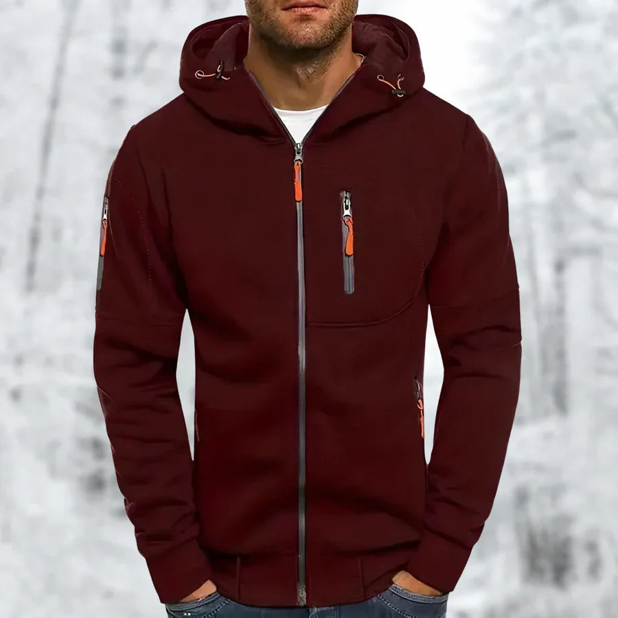 "Herren Kapuzenjacke, warm & stilvoll, Reißverschluss, schützende Kapuze, trendige Farben, legere bis Outdoor-Looks"