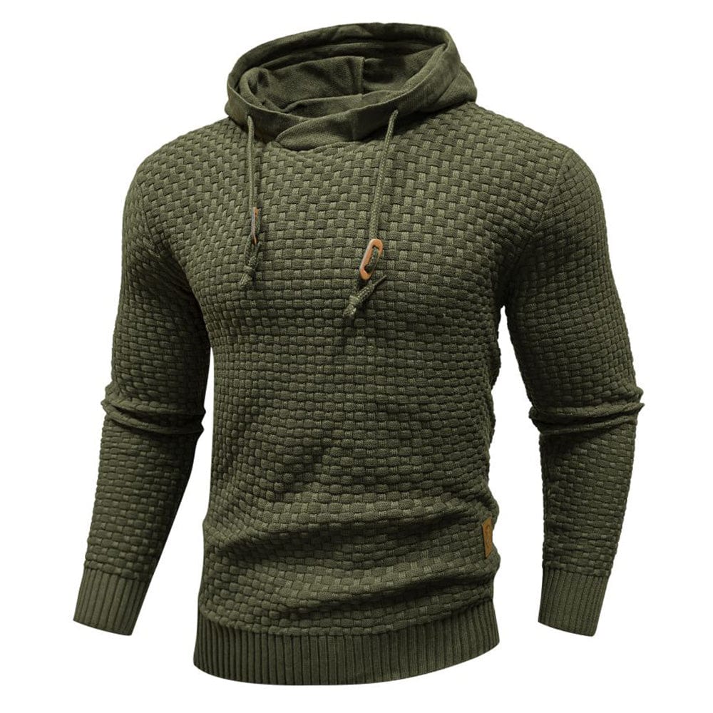 "Herren Kapuzenpullover in Beige, warm und stylisch, perfekt für kalte Tage, aus langlebigem Polyester."