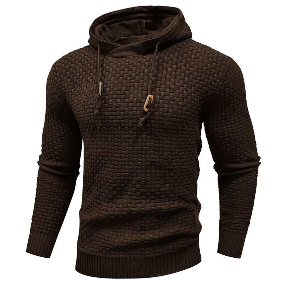 "Herren Kapuzenpullover in Beige, warm und stylisch, perfekt für kalte Tage, aus langlebigem Polyester."