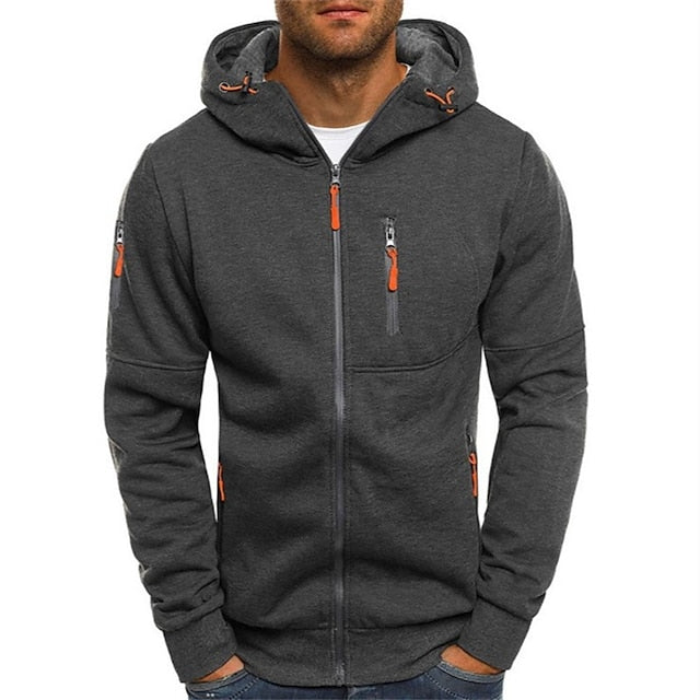 "Herren Kapuzenpullover in Beige, warm und stylisch, perfekt für kalte Tage, aus langlebigem Polyester."