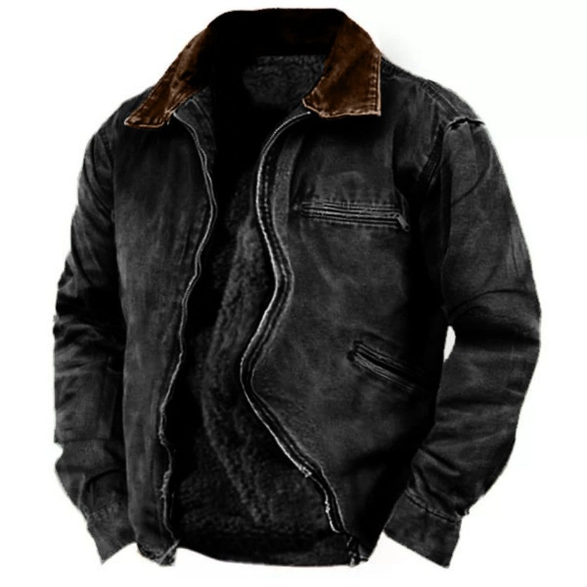 "Herren Winterjacke mit Pelzfutter, modernem Design und Pelzkragen, bietet Wärme und Stil in kalten Jahreszeiten."