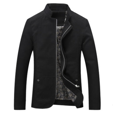 "Herren Übergangsjacke mit Seitentaschen, elegant, vielseitig, in Beige, Marine, Schwarz, für Frühling und Herbst geeignet."