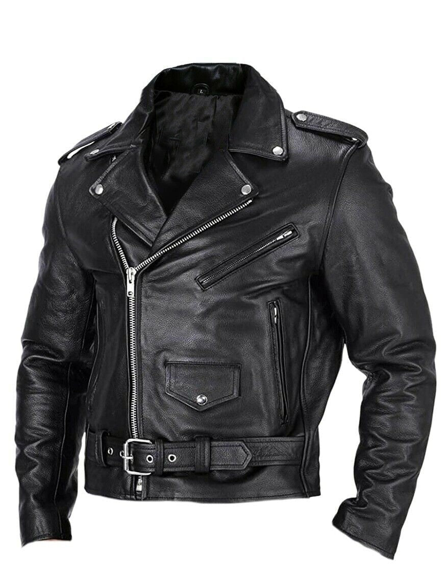 "Herrenlederjacke Slim Fit, Stehkragen, winddicht, hochwertiges Leder, elegantes Design, perfekt für Motorradfahrer"
