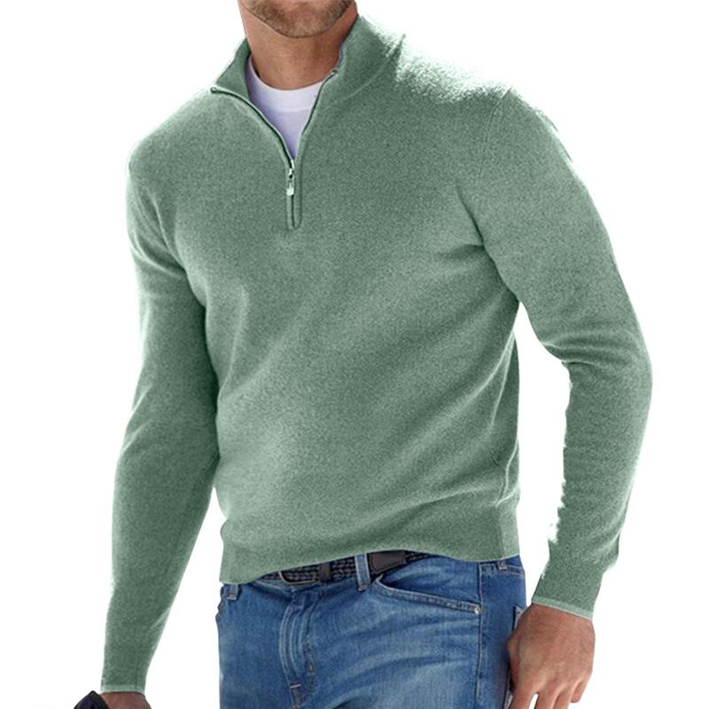 Herrenpullover mit halbem Reißverschluss, warme Passform, moderner Look, ideal für Freizeit und Anlässe, stilvoll und bequem.