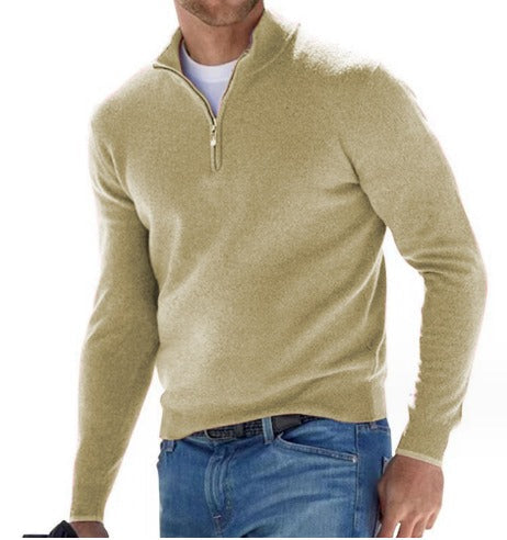 Herrenpullover mit halbem Reißverschluss, warme Passform, moderner Look, ideal für Freizeit und Anlässe, stilvoll und bequem.