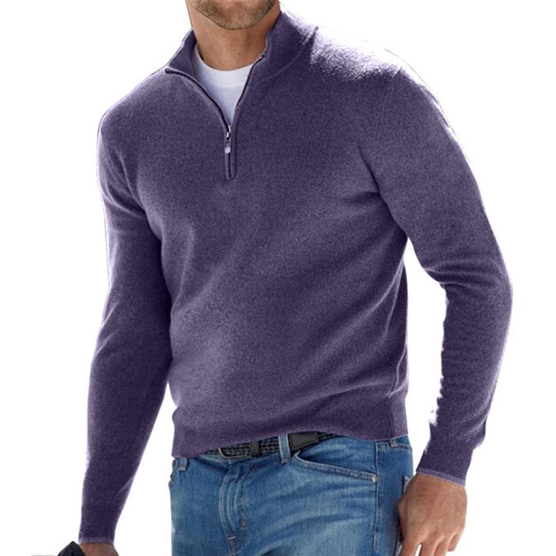 Herrenpullover mit halbem Reißverschluss, warme Passform, moderner Look, ideal für Freizeit und Anlässe, stilvoll und bequem.