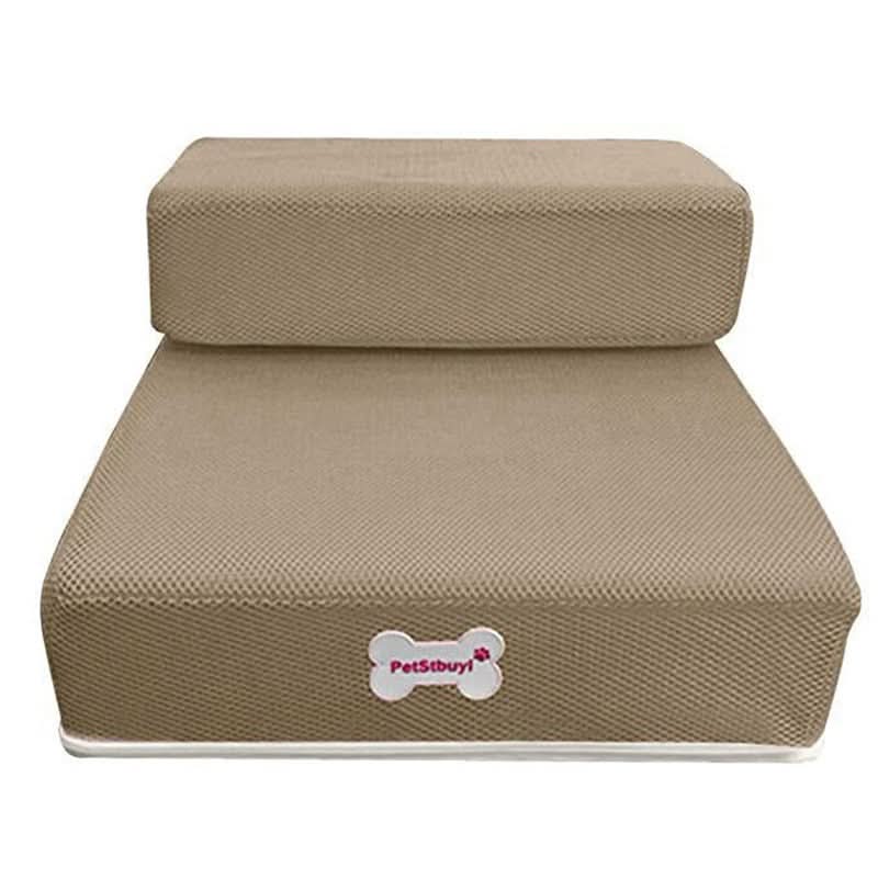 "Hundetreppe DOGSTEP PRO in Beige mit weicher, rutschfester Oberfläche für sicheres Aufsteigen kleiner Haustiere auf Sofa ode
