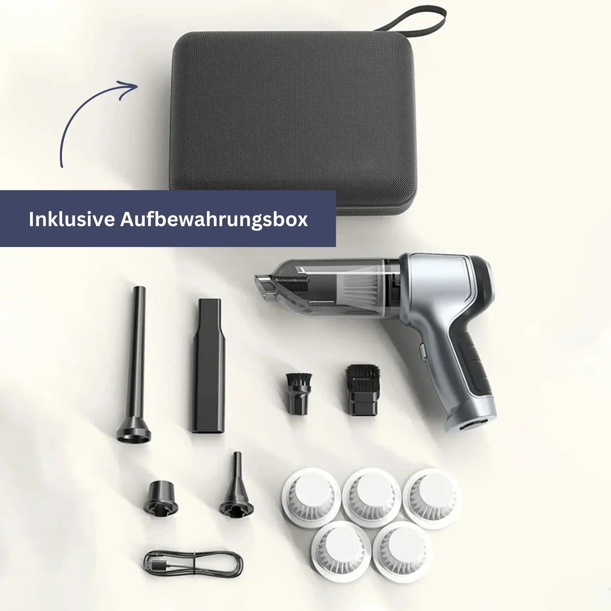 "Kompakter, leistungsstarker Handstaubsauger mit leichtem Design, ideal für effiziente Reinigung zu Hause und einfache Lageru