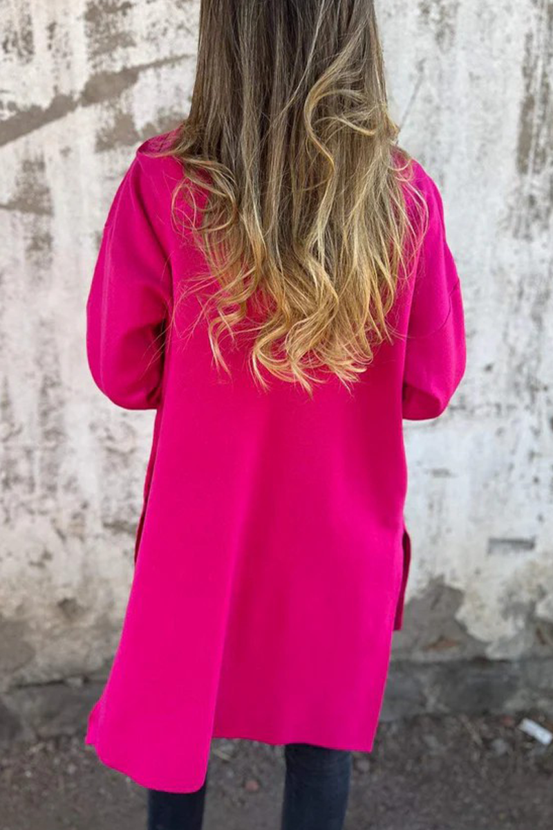 Lässige Kapuzenjacke für Damen, mit Schlitz und Reißverschluss, vorne gezeigt, erhältlich in 9 trendigen Farben.