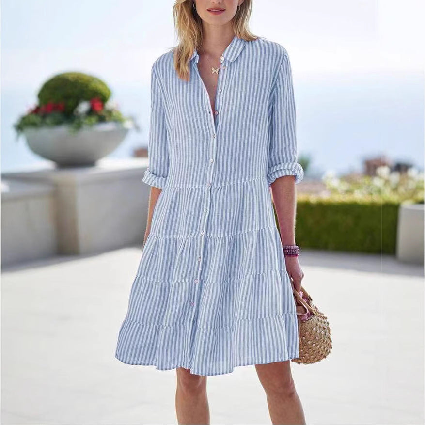 "Luftiges Damen-Sommerkleid in bunten Farben, XS-XXL, leichter Stoff, tailliert, fĂĽr Strand- oder Grillpartys geeignet."