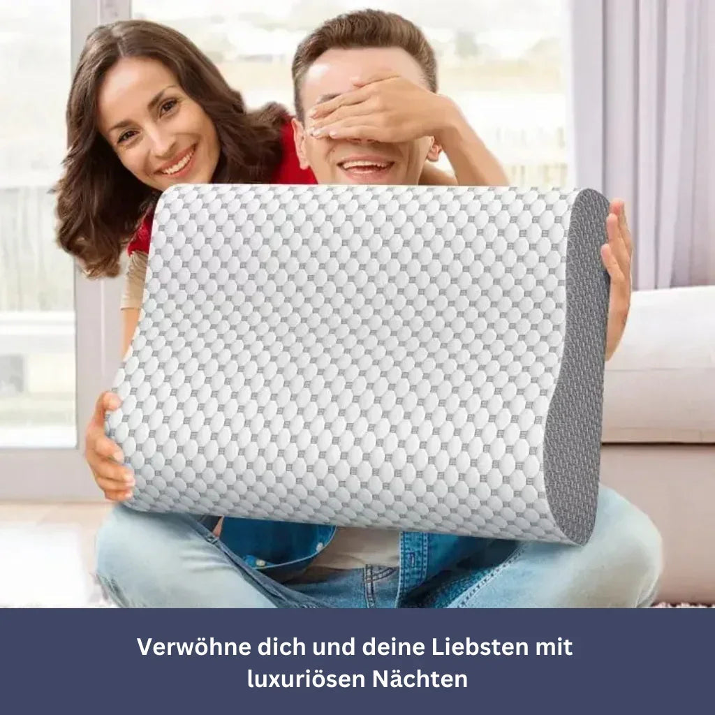 "Luxuriöses weißes Schlafkissen Sleepy, bietet ultimativen Komfort mit weicher, unterstützender Füllung, elegant im Design."