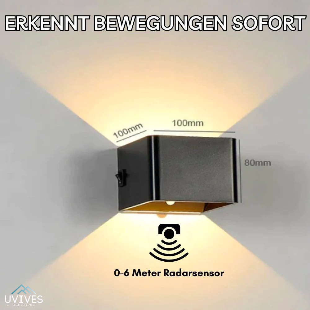 "Moderne kabellose Wandlampe in Würfelform mit warmem Licht, luxuriöses Design, einfache Installation für stilvolle Beleuchtu