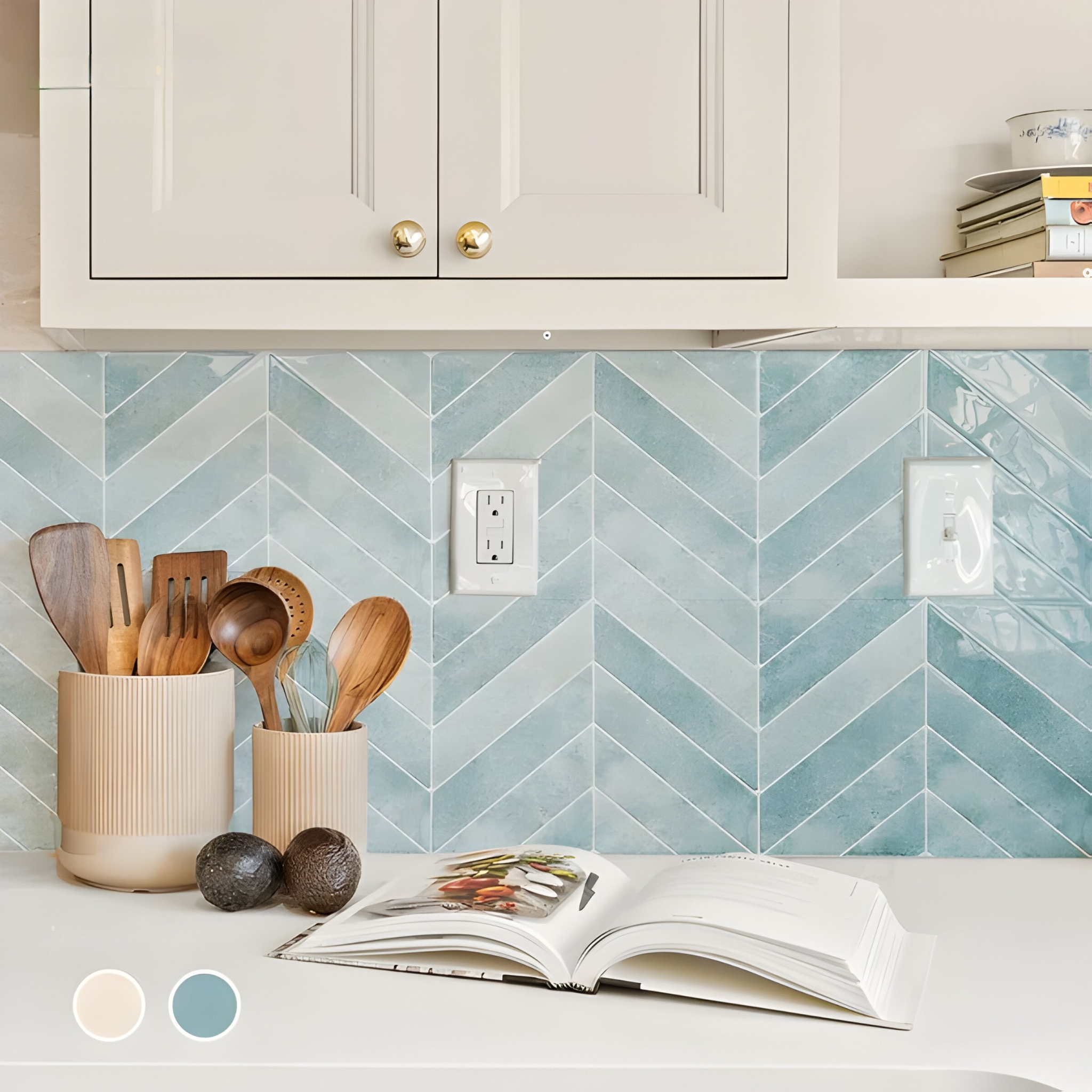 "Moderner 3D-Effekt: Selbstklebende, wasserfeste Wandfliesen in Grün, Blau oder Gelb für Bad, Küche, Wohnraum."