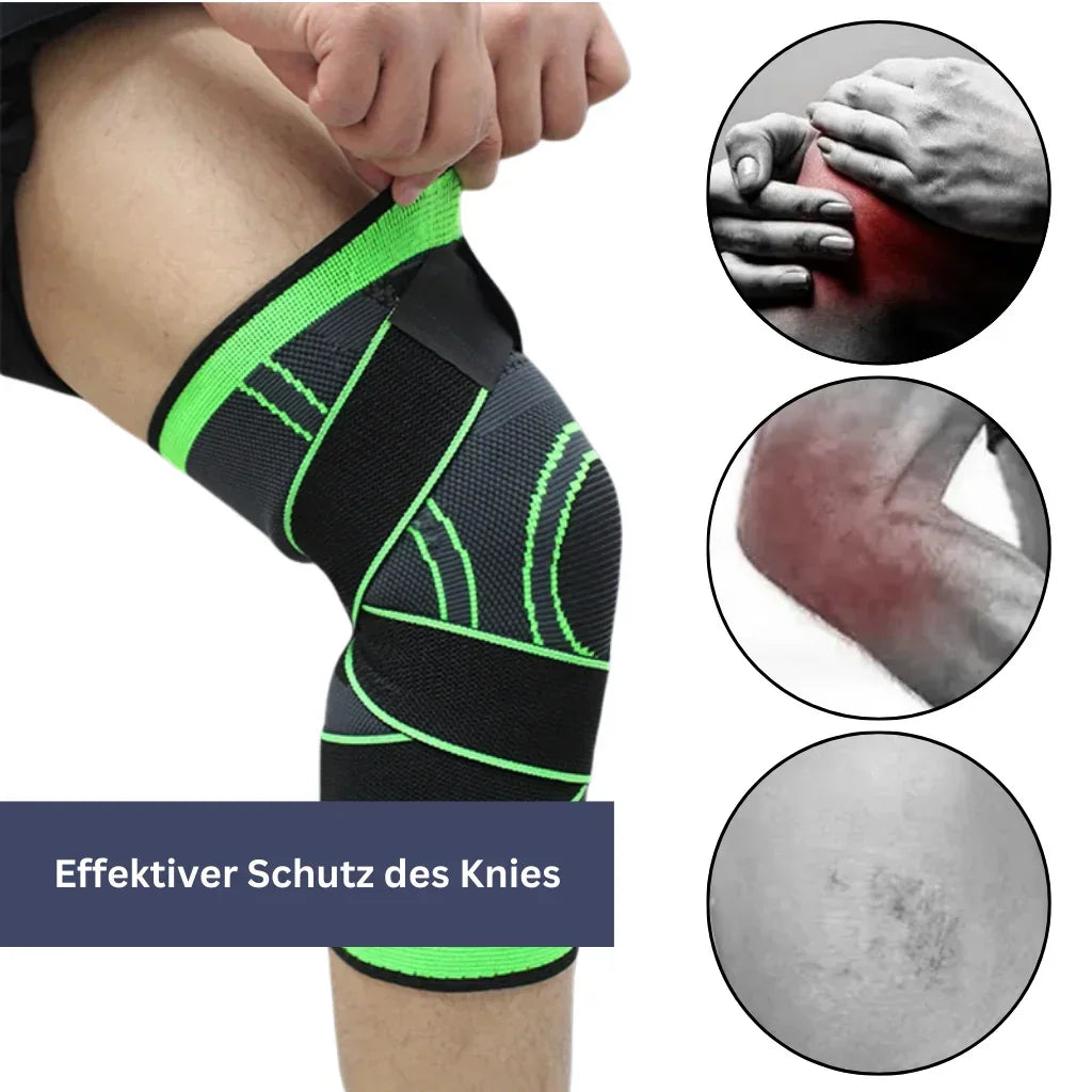 "Orthopädische Kniebandage, atmungsaktiv, flexibel, bietet Kompression und Unterstützung, ideal für Sport und Alltag."