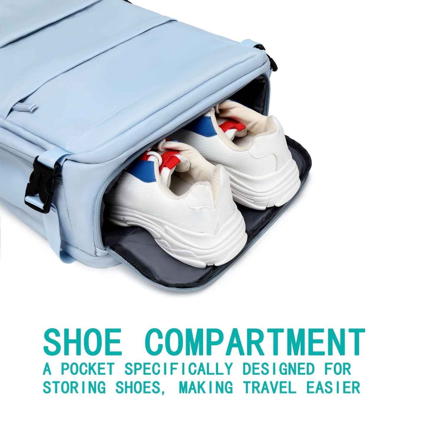 "Reiserucksack mit Schuhfach, gepolstertem Laptopfach, ergonomischen Trägern, geräumig, wasserabweisend, funktional"