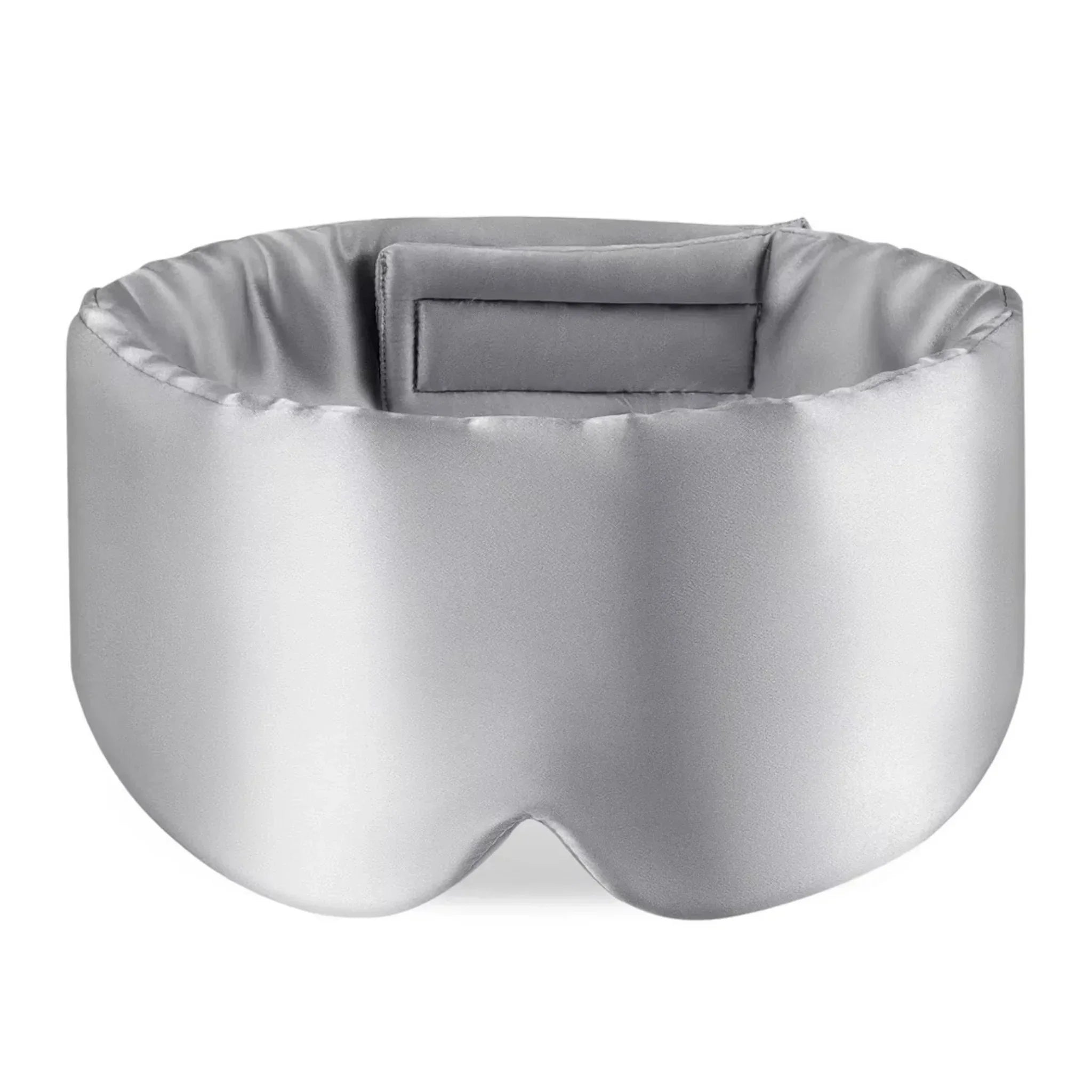 "Samtweiche Schlafmaske aus Seide, dunkelblau, ergonomisches Design, ideal für erholsamen Schlaf und Reisen."