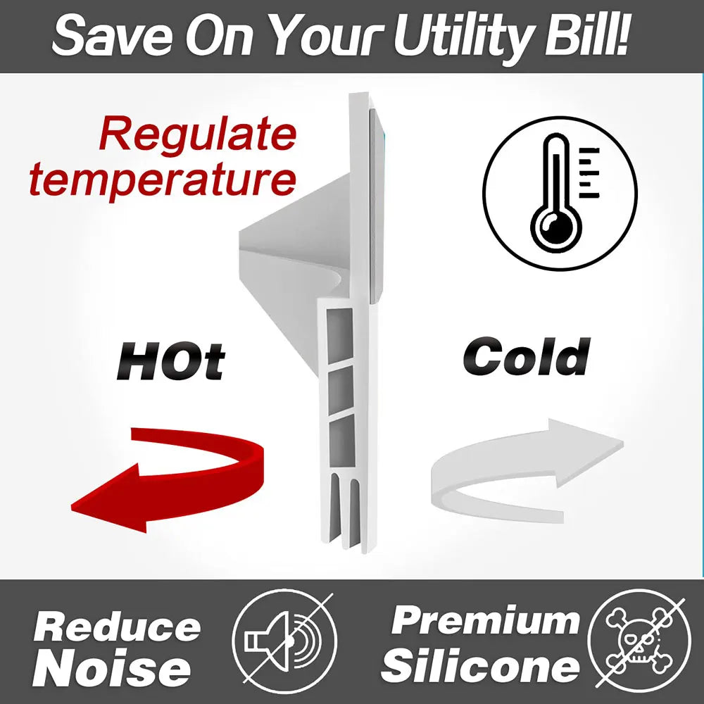 "SilentSeal Türzugluftstopper: Selbstklebend, flexibel, dichte Türbodendichtung gegen Kälte und Lärm, aus Silikon."