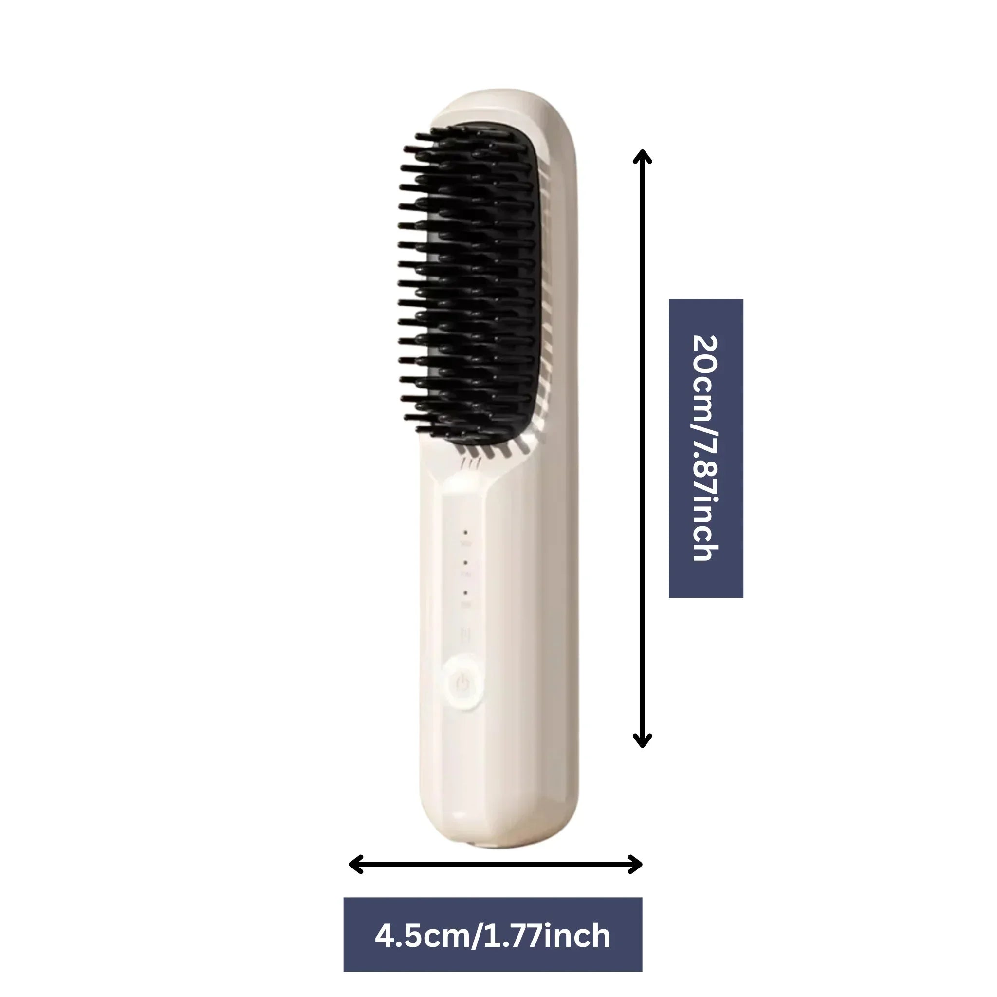 Tragbares, elegantes Styling-Tool in Schwarz und Weiß, ideal für unterwegs; leicht, kompakt und benutzerfreundlich.