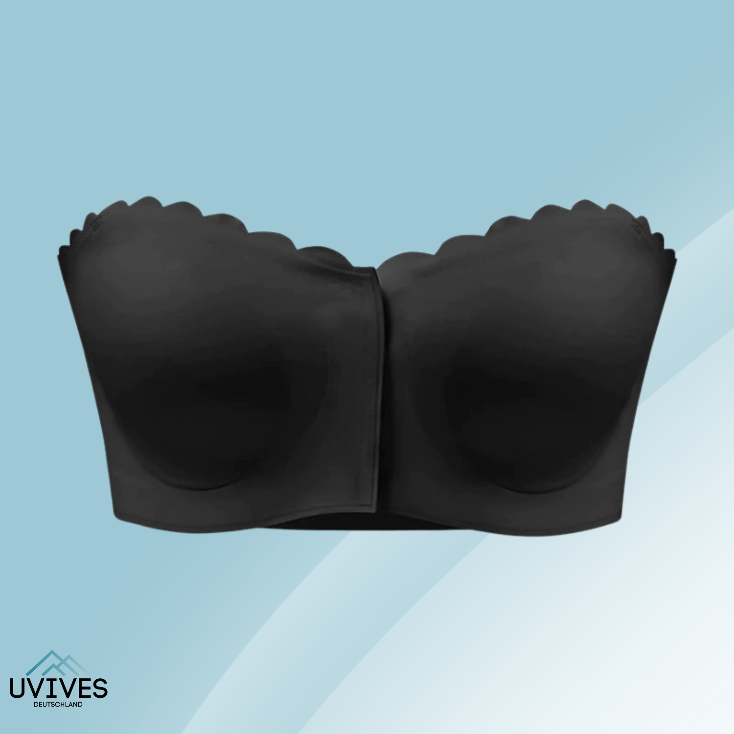 Trägerloser ComfyLift BH, rutschfest, atmungsaktiv, schwarz, ideal für Abendkleider, bietet diskreten Halt und Komfort.