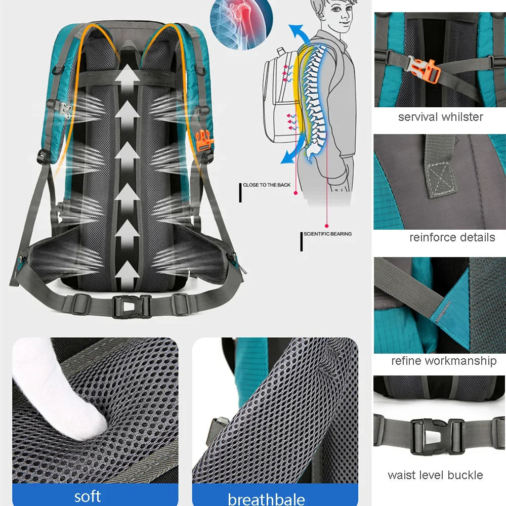 Detaljbilde av Alpivento tursekkens bakpanel og polstrede skulderstropper