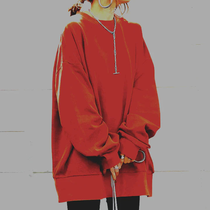 "Übergroßes Damen-Sweatshirt mit Rundhalsausschnitt, lässig geschnitten, weicher Stoff, ideal für komfortablen, modernen Look