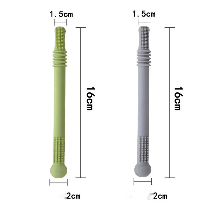 "Sanftes, BPA-freies Silikon Beißröhrchen für Babys, ergonomisch geformt zur Zahnfleischmassage und einfacher Handhabung."