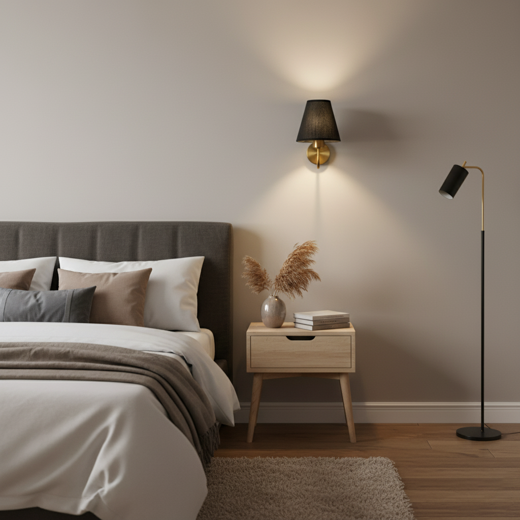 LED-Wandleuchte mit Stoffschirm – Modern & Stilvoll