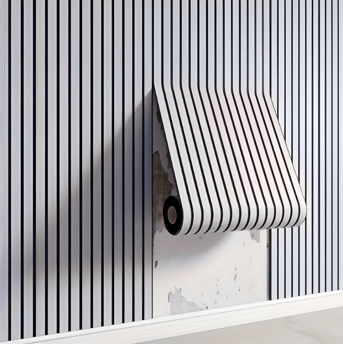 "3D Akupanel, selbstklebende Holzpaneele in Beige und Hellbraun, elegantes Wanddesign für luxuriöses Wohnambiente."