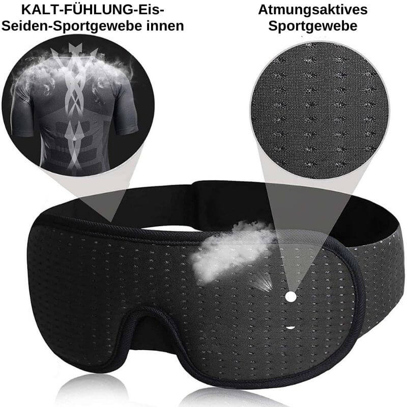 "3D atmungsaktive Schlafmaske in Schwarz bietet Dunkelheit und Komfort, perfekt für Reisen und erholsamen Schlaf."