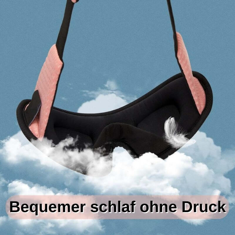 "3D atmungsaktive Schlafmaske in Schwarz bietet Dunkelheit und Komfort, perfekt für Reisen und erholsamen Schlaf."