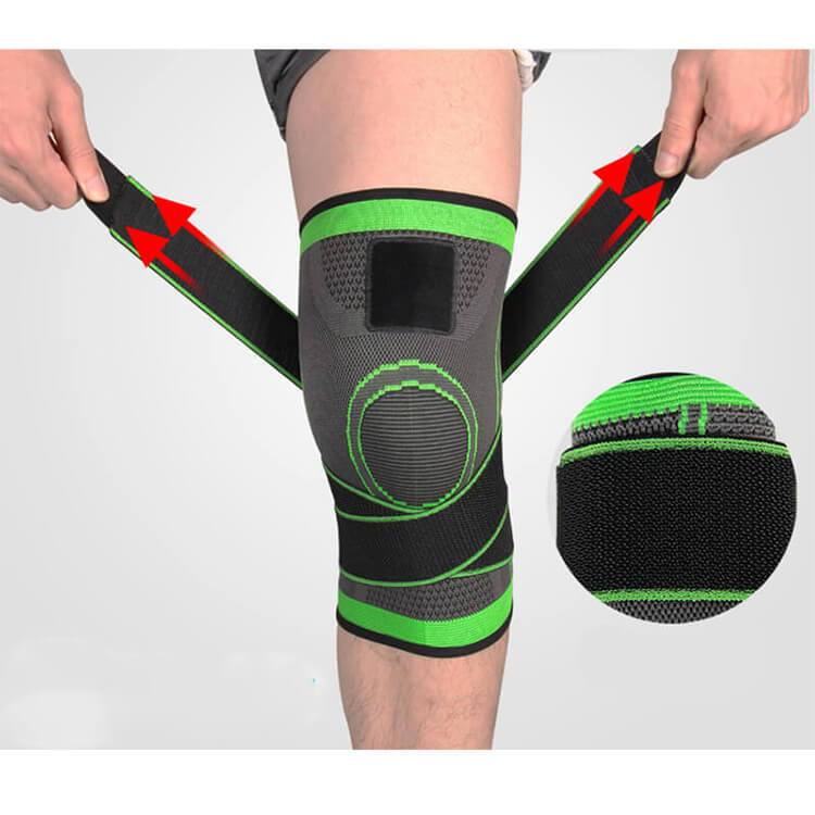 "3D-Knie-Kompressionsbandage in Schwarz, Rot, Grün; bietet Stabilität, Komfort bei Sport & Erholung, atmungsaktiv"