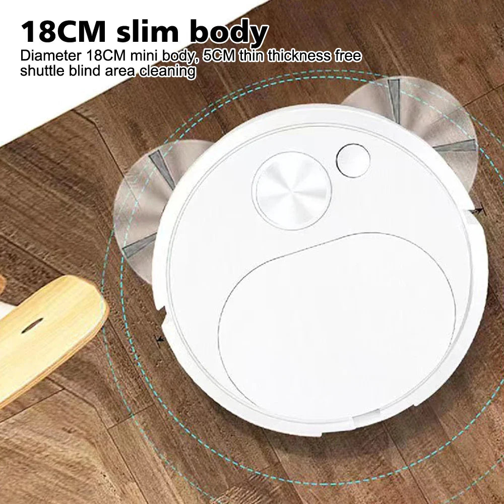 "3-in-1 Saugroboter leise Reinigung, 4000Pa, schwarz-weiß, ideal für Tierhaare, Teppiche und glatte Böden."