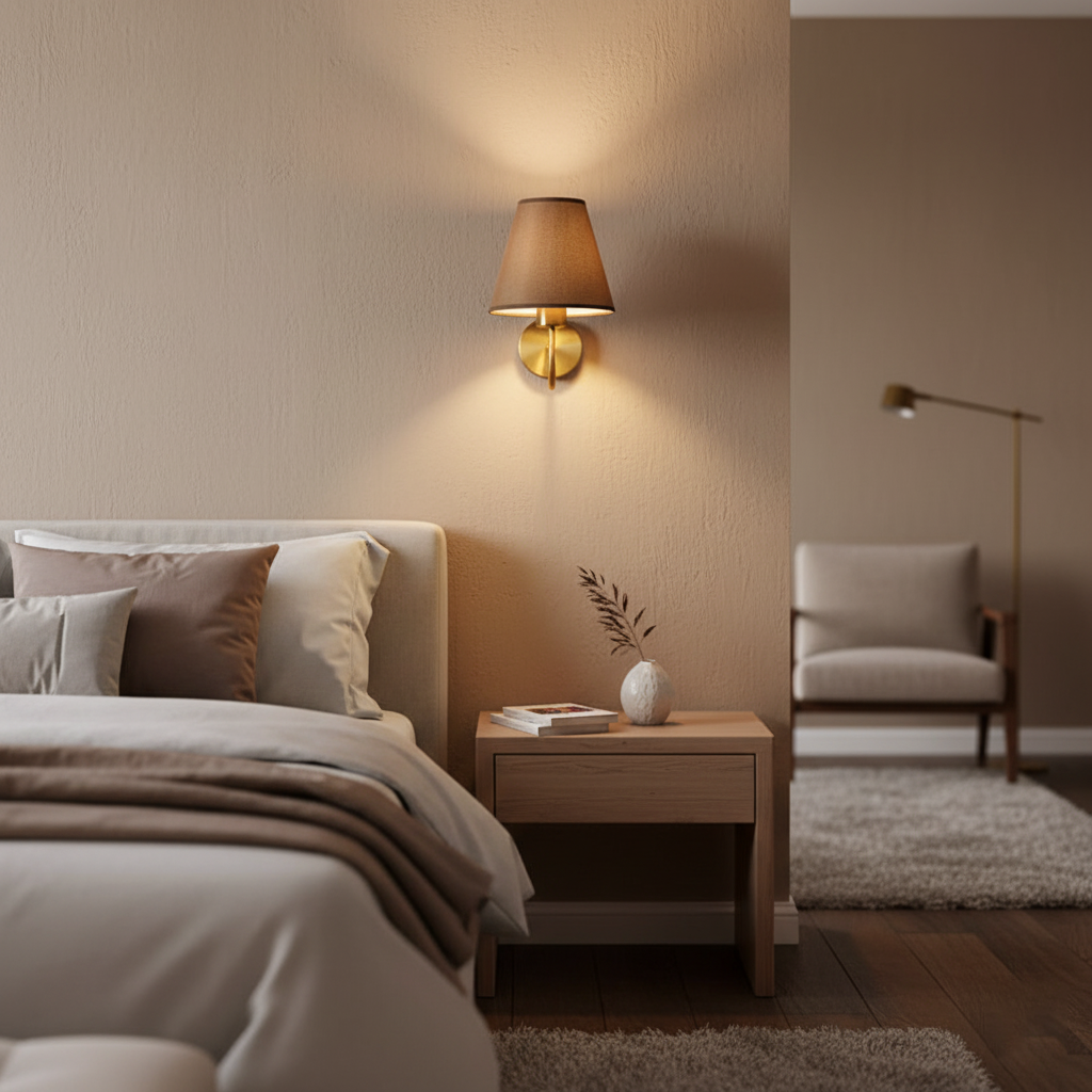 LED-Wandleuchte mit Stoffschirm – Modern & Stilvoll